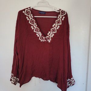 Embroidered maroon & white blouse
